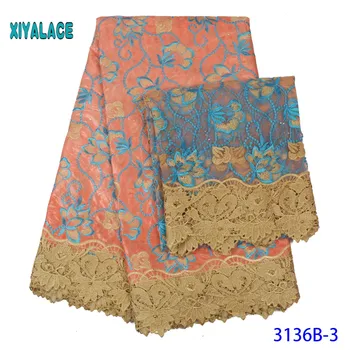 

Bazin fabric riche getzner cotton for wedding dress with 2yards mesh lace fabric latest 2019 FOR african women address 3136b