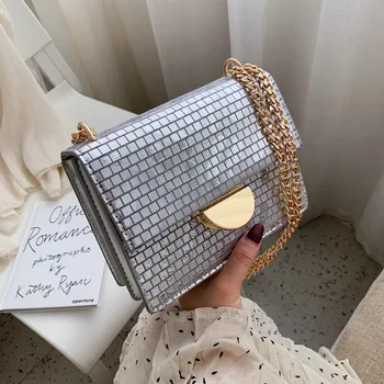 

PU Leather Crossbody Bags for Women 2020 Designer Chain Shoulder Messenger Bag Gold Silver Luxury Handbags Women Bags Sac A Main