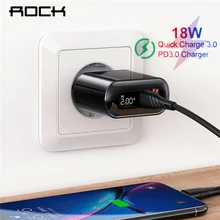 ROCK цифровой дисплей Quick Charge 4,0 3,0 USB зарядное устройство QC3.0 зарядное устройство для iPhone 11 Pro samsung Xiaomi type C PD настенное быстрое зарядное устройство