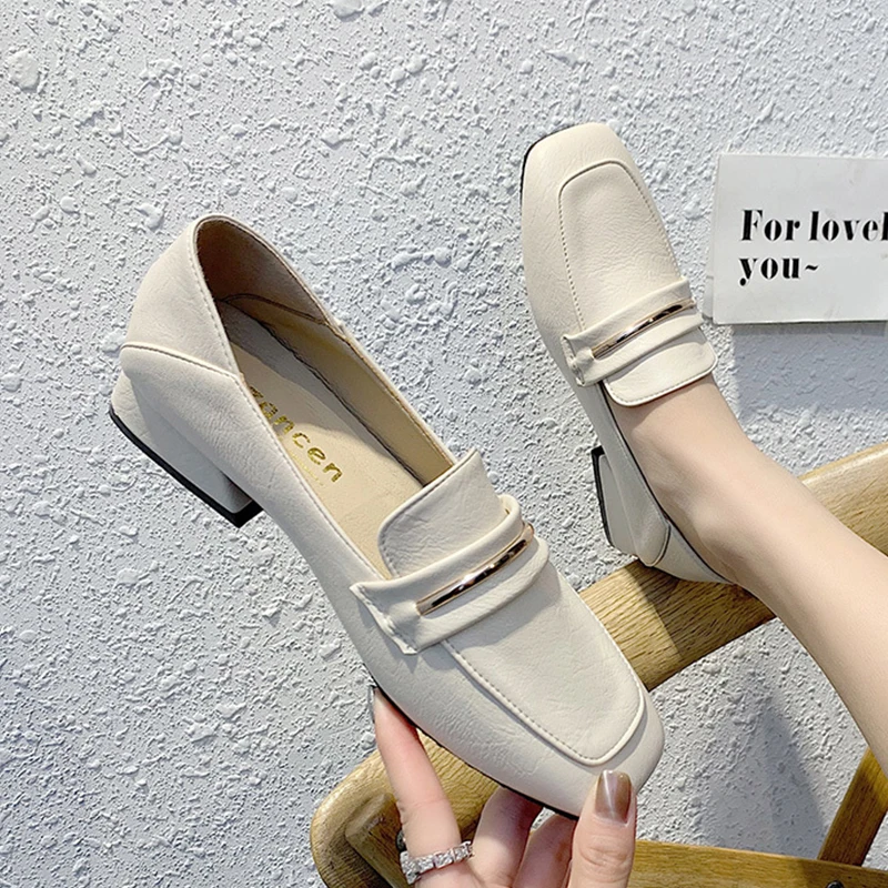 

Shallow Mouth Womens Loafers Shoes Low Heels Slip-on Square Toe All-Match Female Footwear British Style Casual Sneaker Oxfords