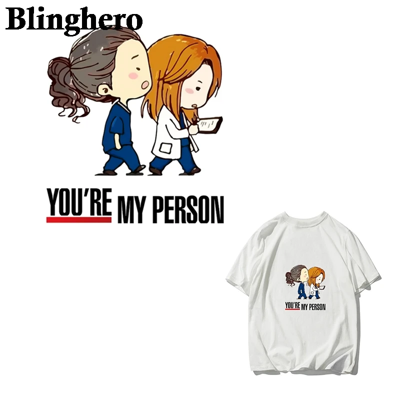 

CA1151 Blinghero Grey's Anatomy tv Heat Transfers Iron-On Transfers Vinyl Ironing Stickers Costumes Thermal Patches Kids Pacth
