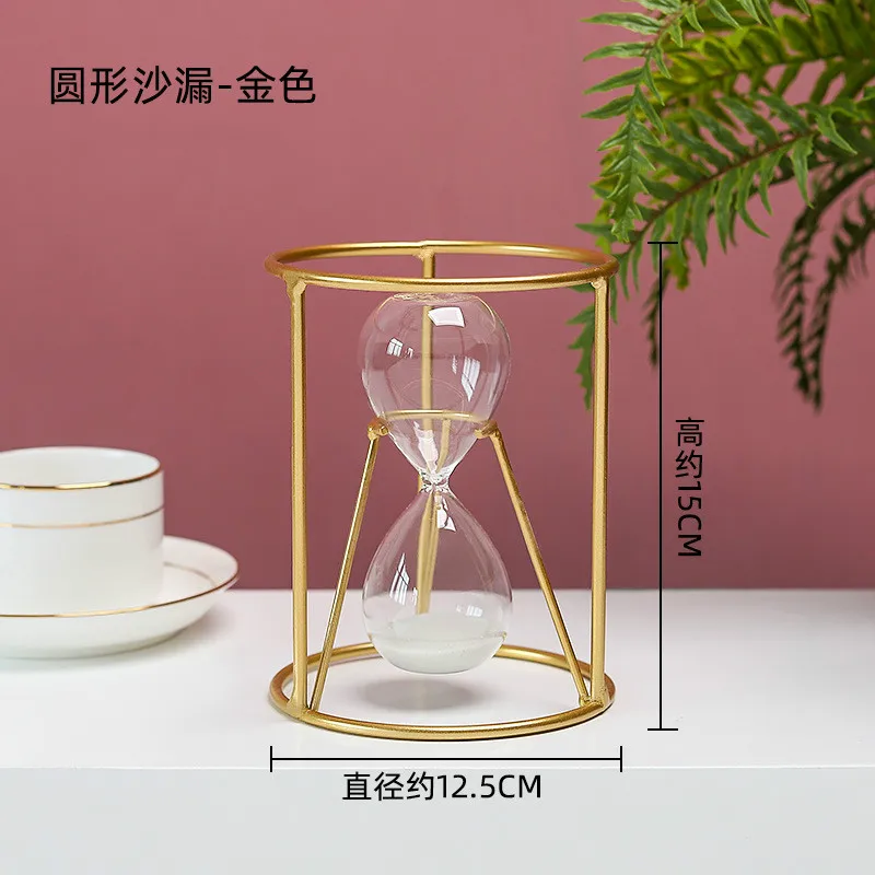 Sand+ glass+ iron innovative European hourglass timer desktop sand timer home decoration gift ornaments - Color: H