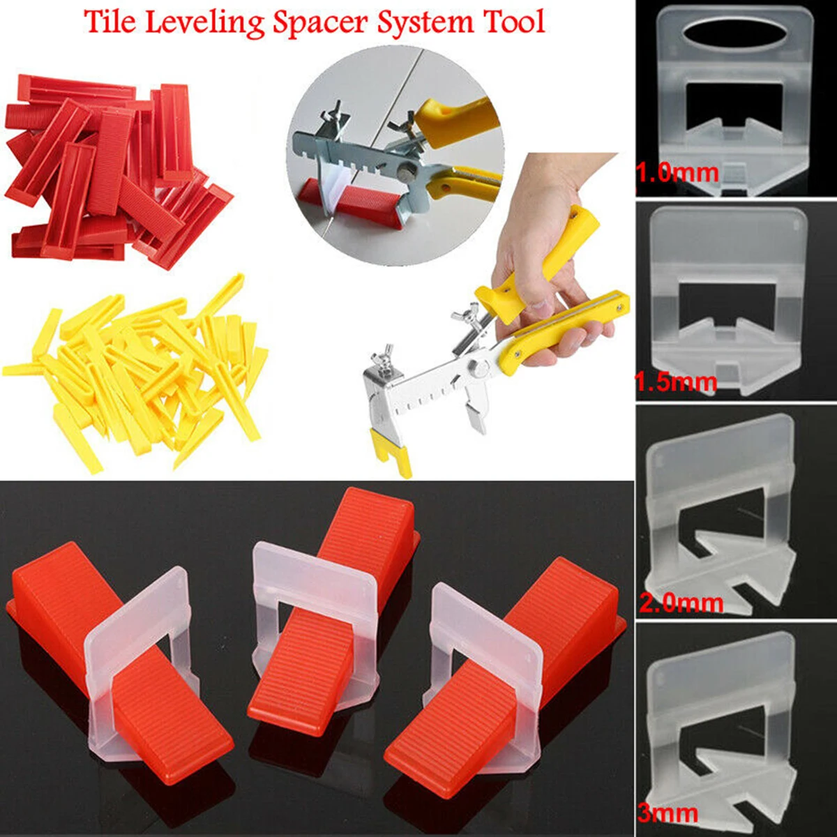 

100pcs/Lot Tile Leveling System Clips Kit Wall Floor Tile Spacer Tiling Tool 1mm/1.5mm/2mm/3mm Transparent Disposable PVC Base