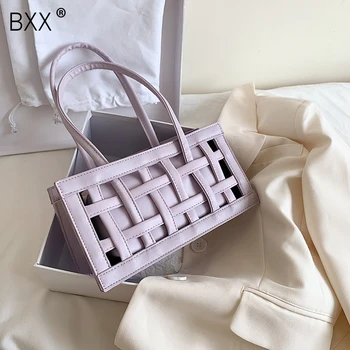 

[BXX] Hollow Out PU Leather Shoulder Bags For Women 2020 Spring Fashion Handbag Female Candy Color Bag Lady Travel Handbag HM049
