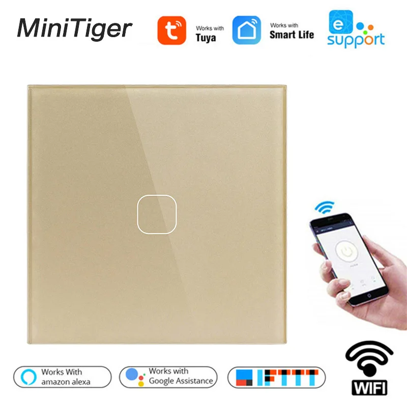 Настенный светильник Tuya/Smart Life/ewelink 1/2 Gang 1 Way европейский стандарт Wi Fi сенсорный