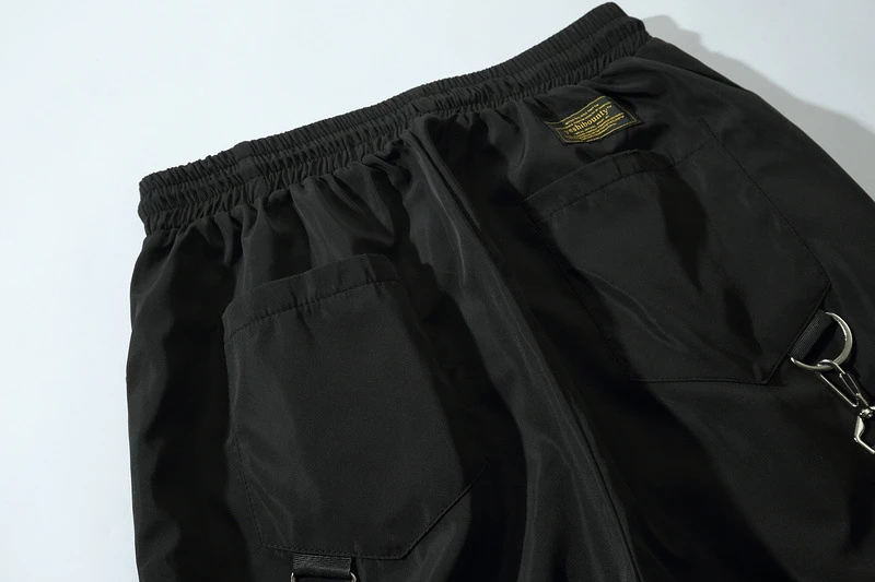 Brand Black Cargo Pants Men 2022 Streetwear Punk Ribbon Zipper   Hip Hop Pants Man Paratrooper Harem Trousers Male Goth Clothes cargo sweatpants for men