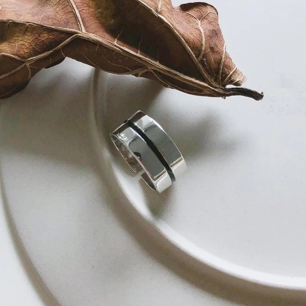 

Simple Design Universe Arc Open Rings For Ladies Glossy Geometric Wide Fingers Men Accessories Ins Sterling Silver Rings 925