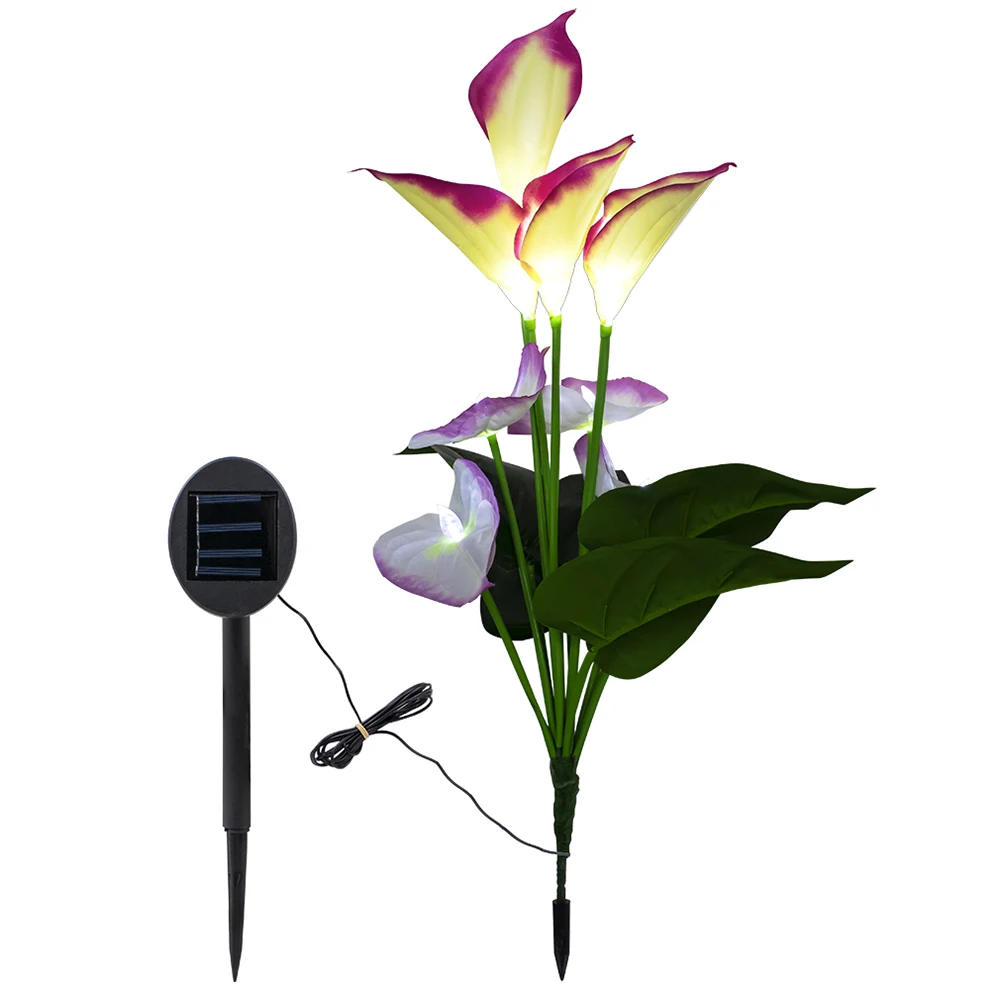 Artificial Calla Lily Garden Yard Multicoloured Patio Decoration Ornament Flower Lamp Solar Power Lawn Light Outdoor Stake Path