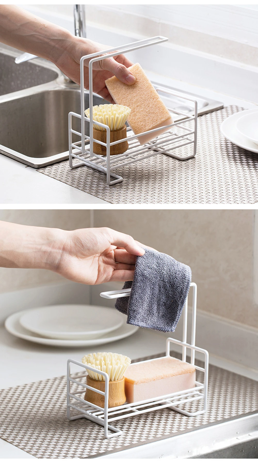 Sink Shelf Soap Sponge Drain Rack Bathroom Holder Kitchen Storage Suction Cup Kitchen Organizer Sink kitchen Accessories Wash
