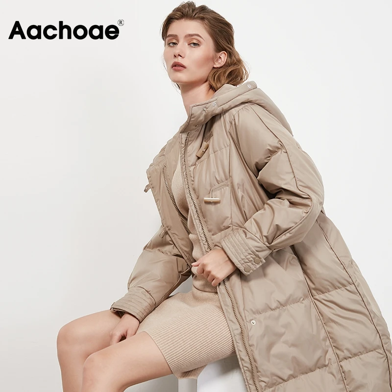 Aachoae Winter Women Coats 2020 Solid Color