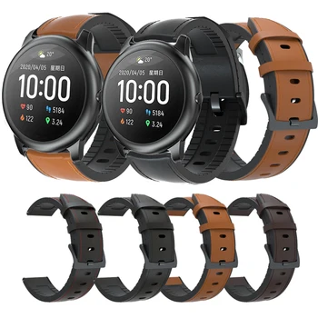 

22mm silicone+Leather Replacement Straps Watchband Wristband For haylou solar ls05 Wriststrap bracelet For Xiaomi haylou solar