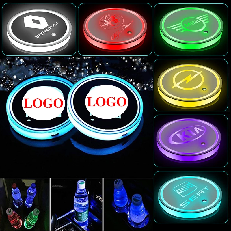 

1pcs Car Led Cup Light USB Light Cup Holder Bottom Pad For Audis S-lines VWs Volkswagens Mercedess-Benzs AMGs BMWs Fords Toyotas