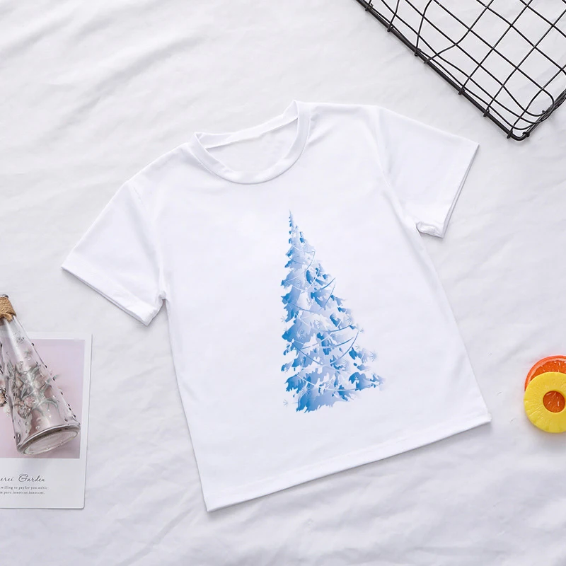 НОВАЯ РОЖДЕСТВЕНСКАЯ рубашка милые детские футболки для мальчиков с изображением дерева и звезды модная футболка для девочек футболка для отдыха с круглым вырезом в стиле Харадзюку - Цвет: 608