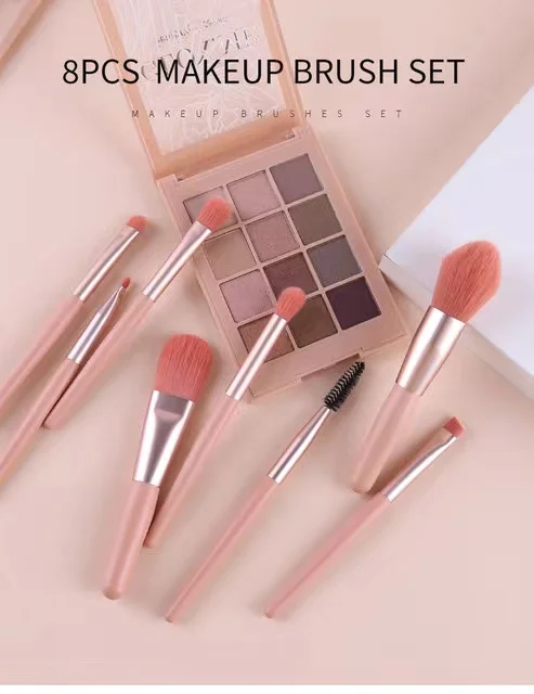 5pcs/8pcs Mini Travel Portable Soft Makeup Brush Set Cosmetic Powder Eye Shadow Foundation Blush Blending Beauty Make Up Tool