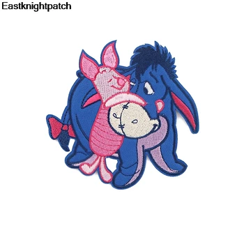 

12pcs/lot E1718 Cartoon Donkey DIY Patch Embroidered Striped Badge Iron On Patches For Jacket Patch Applique For Clothes