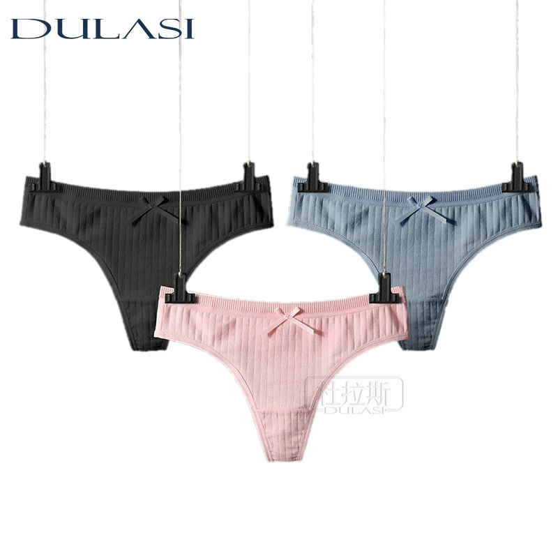 Женские трусы DULASI откровенные хлопковые стринги с заниженной талией 3