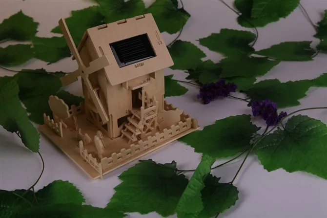 Горячие продажи DIY деревянные головоломки Солнечный деревянный дом наука и техника обучающая игрушка украшения головоломки сборочный дом