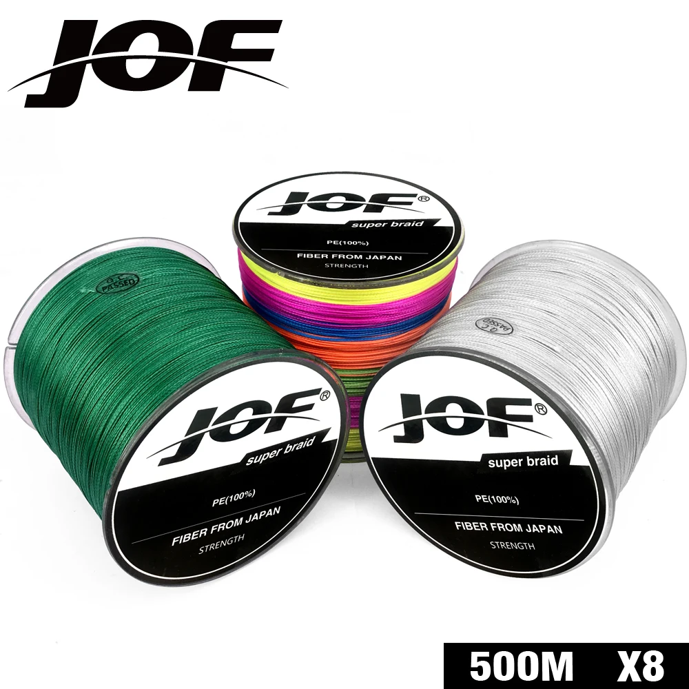 

2019 JOF 8 Strands 500M PE Braided Fishing Line tresse peche Saltwater Fishing Superior Extreme Super Strong 22LB-88LB