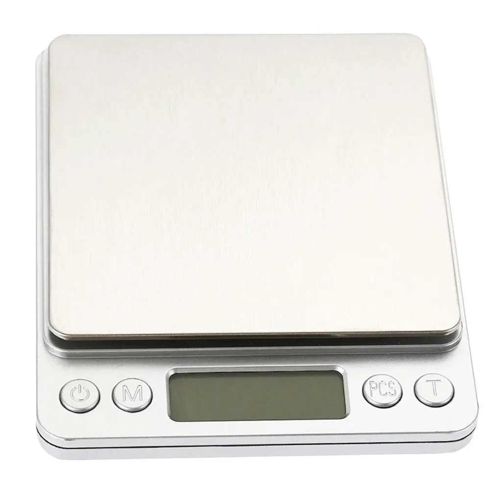 Digital Scale Stainless Steel 3kg 0.1g I2000 Jewelry LCD Display Portable Bar with Tray Platform Weighing Tool Mini Scale