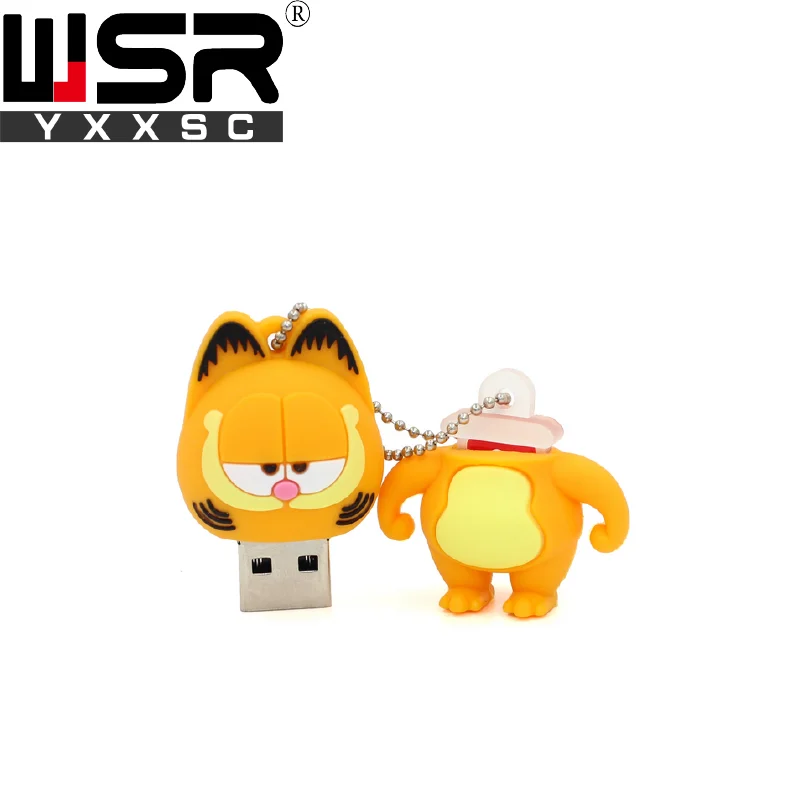 Мультфильм Гарфилд usb2.0 флеш-накопитель 32gb желтый usb flash 128gb реальная емкость высокоскоростная карта памяти 8gb 16gb 64gb