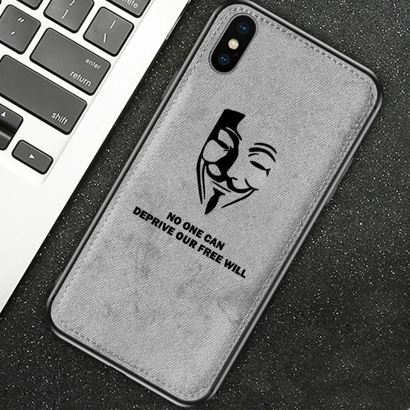 Для Iphone 7 Чехол 8 6 6s Plus X Xs Max Xr тканевый текстурный силиконовый чехол для телефона V для Vendetta тканевый Мягкий защитный чехол Coque