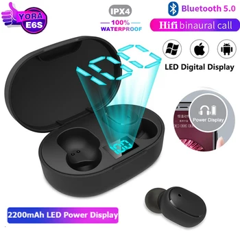 

E6S Wireless Bluetooth Earphone TWS IPX4 Waterproof with 2000mAh LED Power Display Earbud Bluetooth 5.0 Headset Noise Cancelling