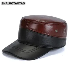 SHALUOTAOTAO мужская плоская кепка осень зима модная шляпа из натуральной кожи наушники регулируемый размер термо армейские кепки Snapback