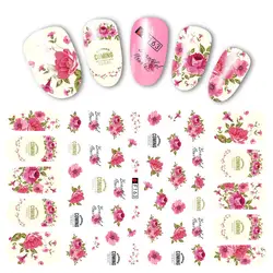 Наклейки для ногтей, 3D слайдер для ногтей, искусство, цветок розы, буквенный дизайн, украшение, маникюр, клейкие кончики, фольга