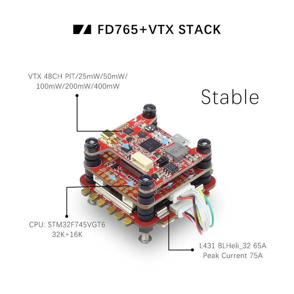 HGLRC вперед 65A 3-6S L431 BL32 4 в 1 ESC+ FD765-VTX F7 FC управление полетом для FPV гоночных дронов аксессуары