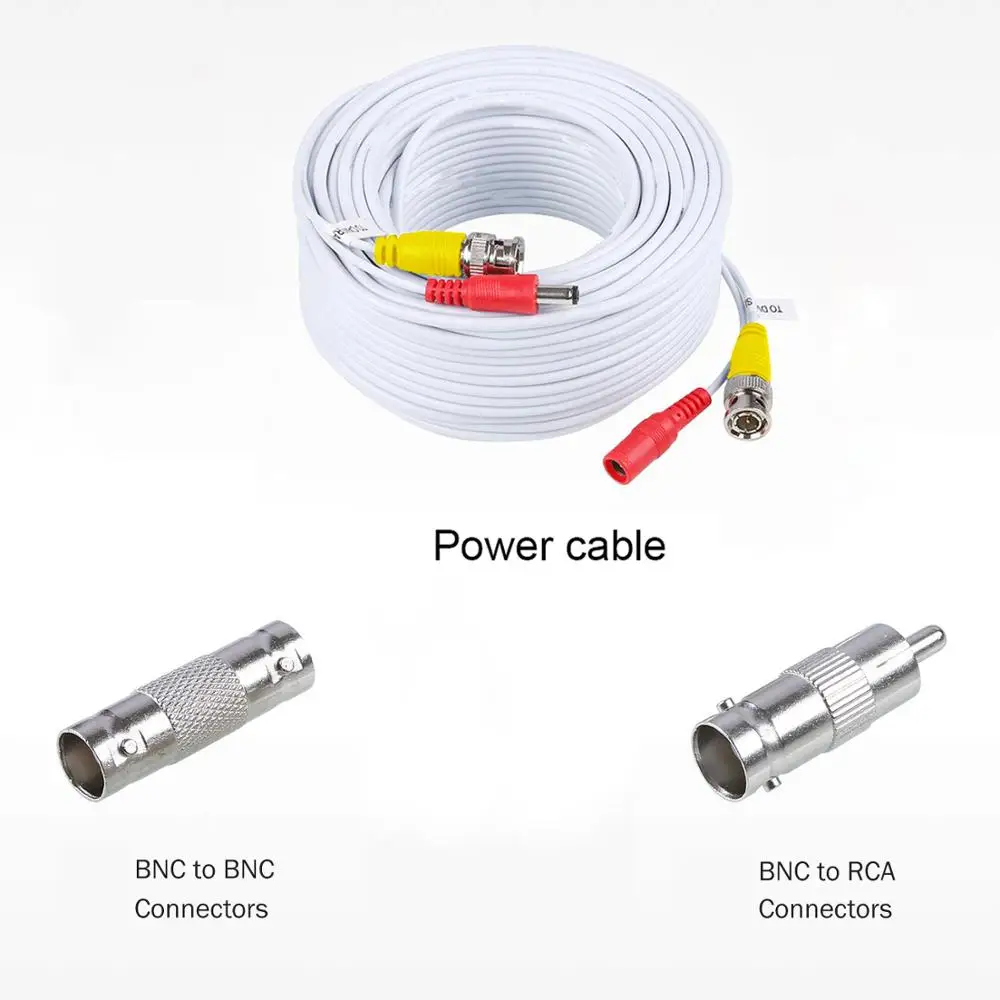 BNC кабель CCTV аксессуар BNC Видео мощность белый кабель аналоговый AHD CCTV камера наблюдения DVR комплект видеонаблюдения