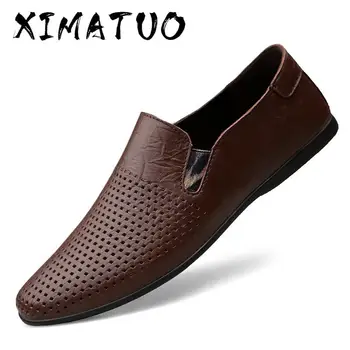 

2020 Casual Men shoes Cow Leather Party Dress Breathable Fashion Male Fashion Loafers soft Black brown business leisure Sneakers
