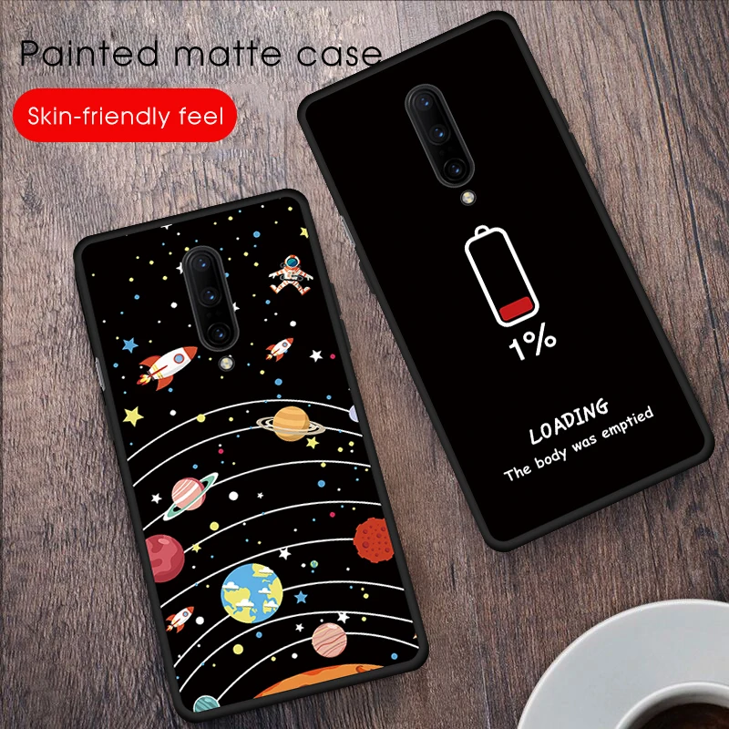 

Phone Case For Oneplus 7 Pro Black Matte Pattern Soft TPU Phone Cover Case For Oneplus7 Pro Fashion Silicone Shell Coque Funda