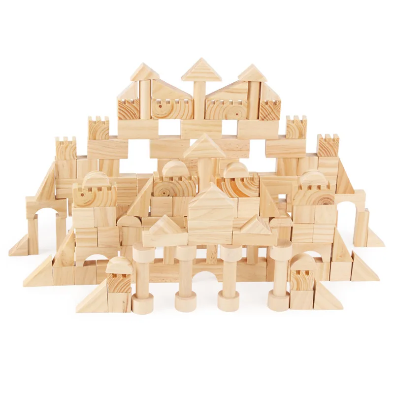 

Fancy Toy for Children 162 Pieces Log Color Building Blocks City Theme Shape Cognition Wooden Toys Factory Wholesale