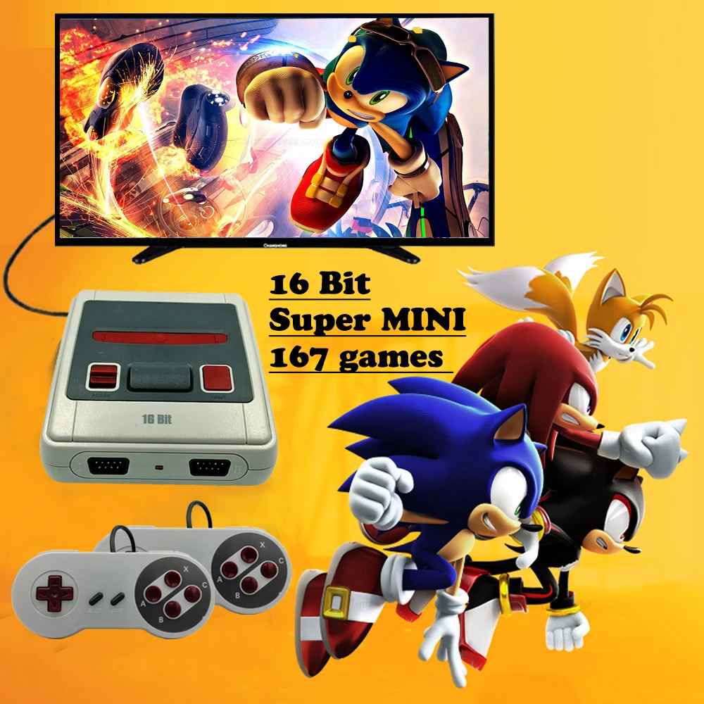 

Super Retro Mini TV Video Game Console For Sega Mega Drive MD 16 Bit Games 167 Different Built-in Games Two Gamepads AV-Out New