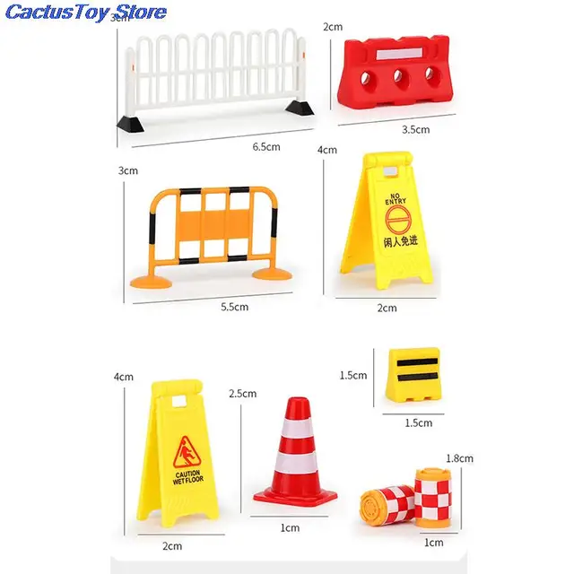 10pcs Traffic Roadblocks Simulation Railing Sand Table Props DIY Road Cone Signs 1