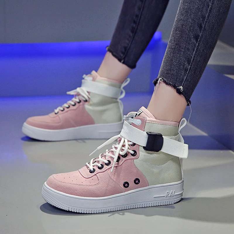 Shoe Women Sneakers 2020 Fashion Basketball Shoes Women High Top White Pink Ankle Boots Women Zapatos De Mujer Dropshipping