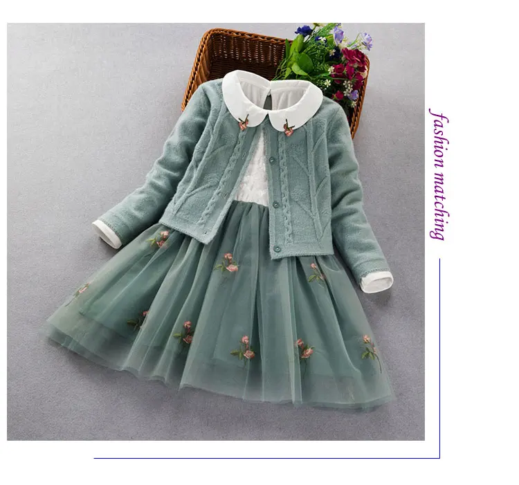 primavera outono crianças princesa casaco + vestido