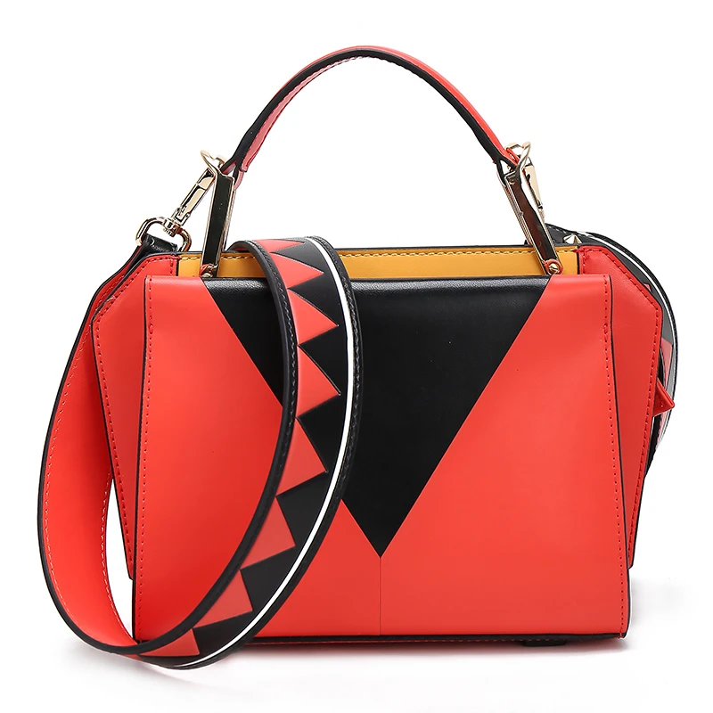 

B01-010C Genuine Leather Geometric Crossbody Bags For Women 2020 Chain Handbags Metal Handle Shoulder Messenger Bag Small Totes