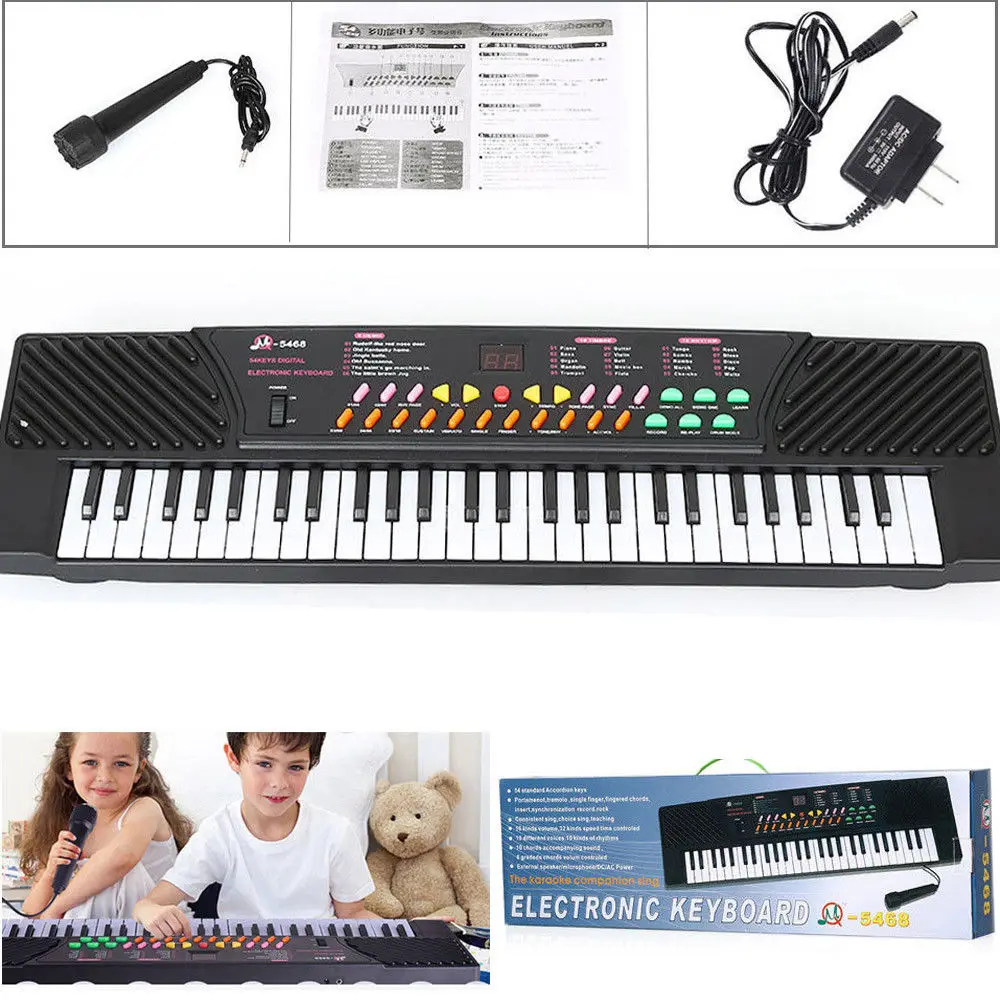 Многофункциональный 54 клавиши электронный орган с микрофоном дети Электрический Фортепиано Музыка образовательная клавиатура с ЕС/США штекер