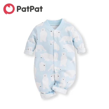 

PatPat 2020 Spring and Autumn Baby Boy and Girl Bear Allover Cotton Design Long-sleeve One Pieces Jumpsuit