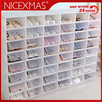 

12pcs Thickened Shoe Cabinet Dustproof Footwear Support Space Saving Cabinet Closet Stand Storage Rack Box Shoe Organizer