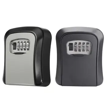 

Aluminum Alloy Key Box 4 Digit Combination Password Lock Black Safe Case Mini Durable Household Storage Accessories
