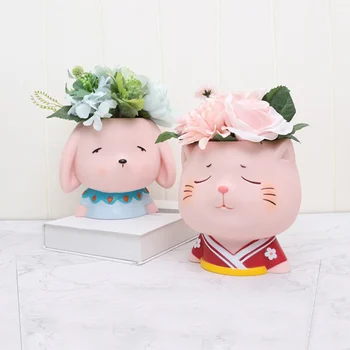 

Resin Flowerpot Lovely Desktop Flowerpot Home Decoration Desk Crafts Cute Cartoon Girl Succulent Plant Pot Bonsai Ornament