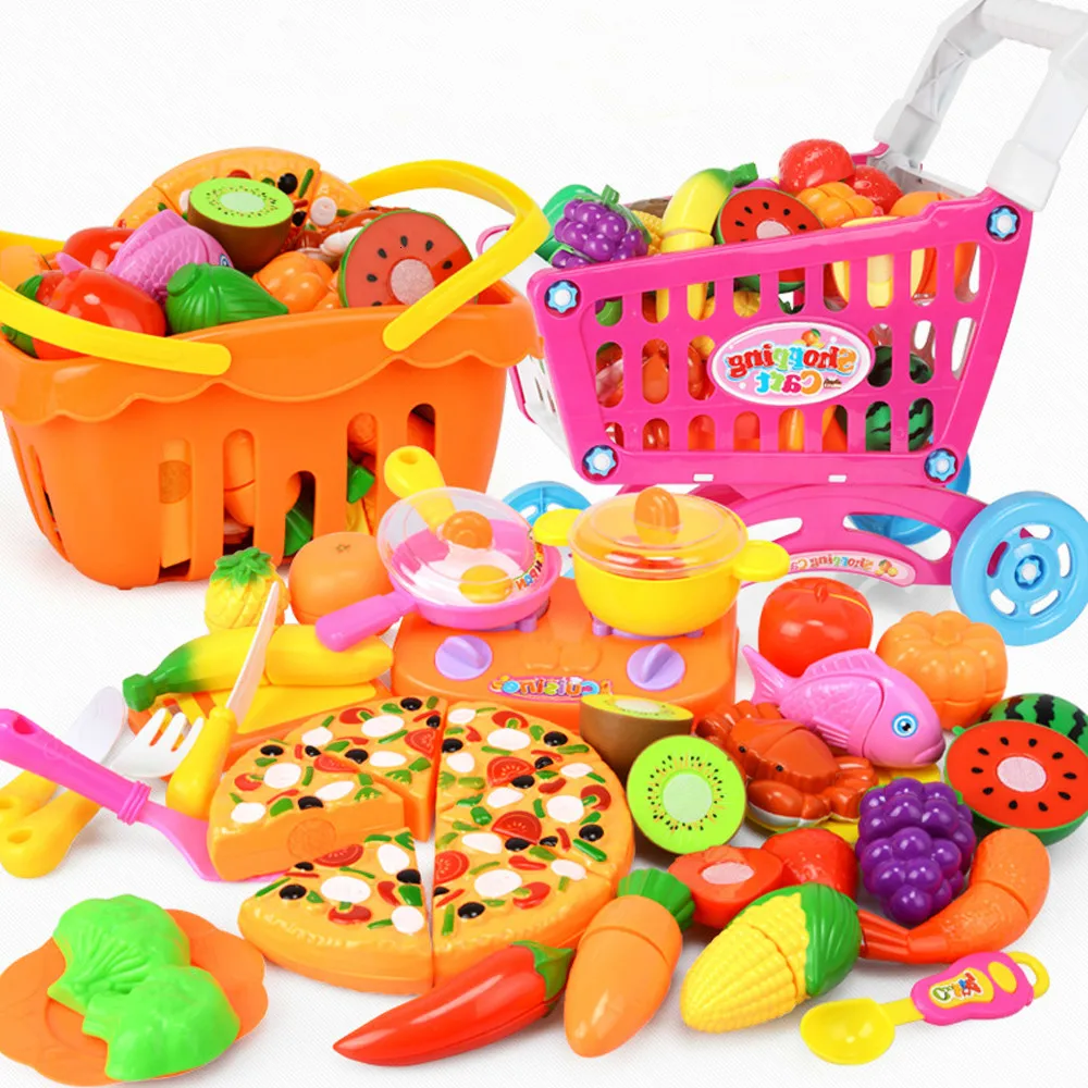 

12-60pcs Pretend Play Kitchen Food Cake Toys Cutting Fruit Vegetable Simulation Kitchen Cooking Toys for Children Gifts