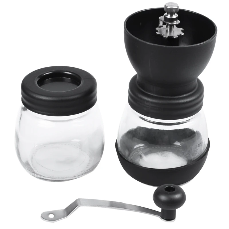 ABUI-Manual Coffee Grinder Set with Glass Jar and Soft Brush for Beans, Stainless Steel Built To Last,Easy Cleaning, Convenient