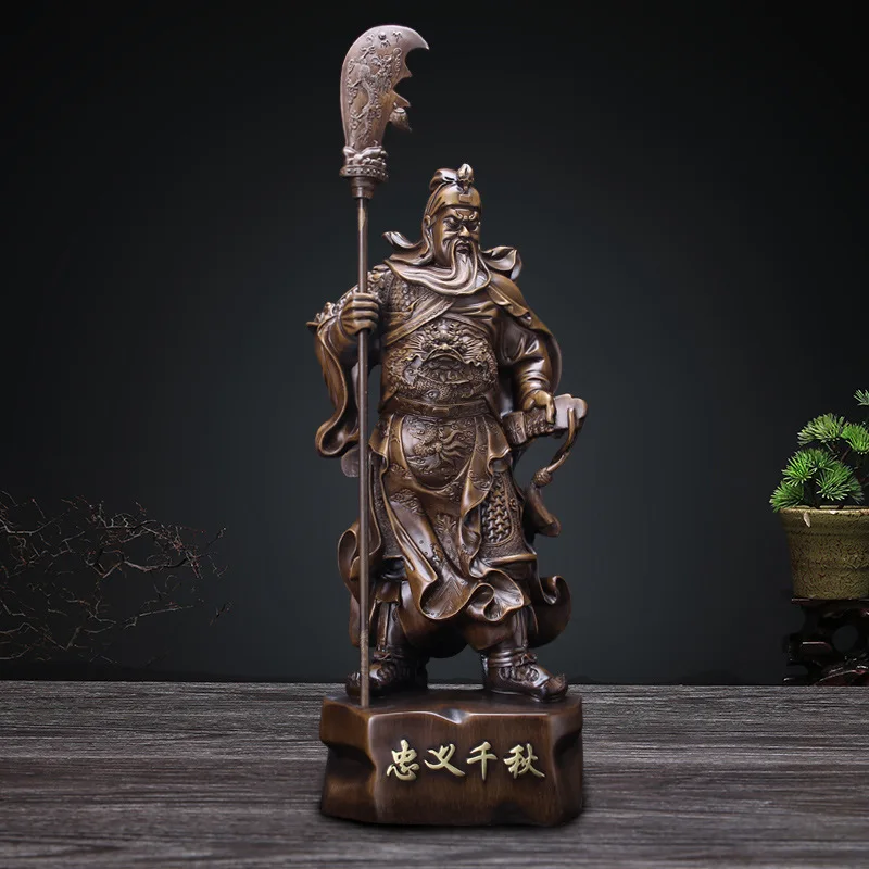 

Large Size Wu God of Wealth Guan Gong Potrait Decoration guan yu Resin Imitated Wood Crafts Chinese Style Office Living Room Dec