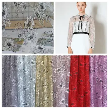 

6 Colors in stock florals lace fabric 3 yards, home decorative lace curtains lace fabric, lady dress making lace