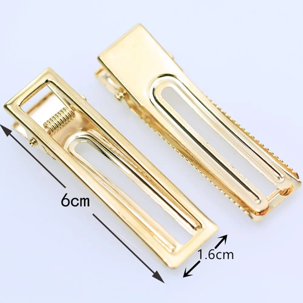 100pcs gold/rhodium Hair Clips Fashion square Hairpin Blank Base for Diy Pearl Jewelry Making  Setting craft supplies wholesale