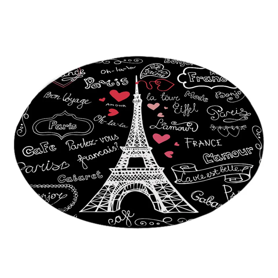 Постельные принадлежности Outlet Франция Париж башня круглые ковры с буквенным принтом для гостиной черный и белый напольный коврик детский игровой коврик 100 см