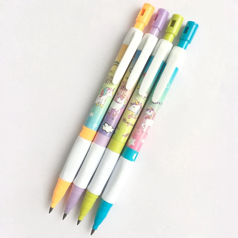 

Lovely Unicorn Rainbow With Pencil Sharpener Mechanical Pencil Student Pencil Automatic Pencil For Kid School Office Supply